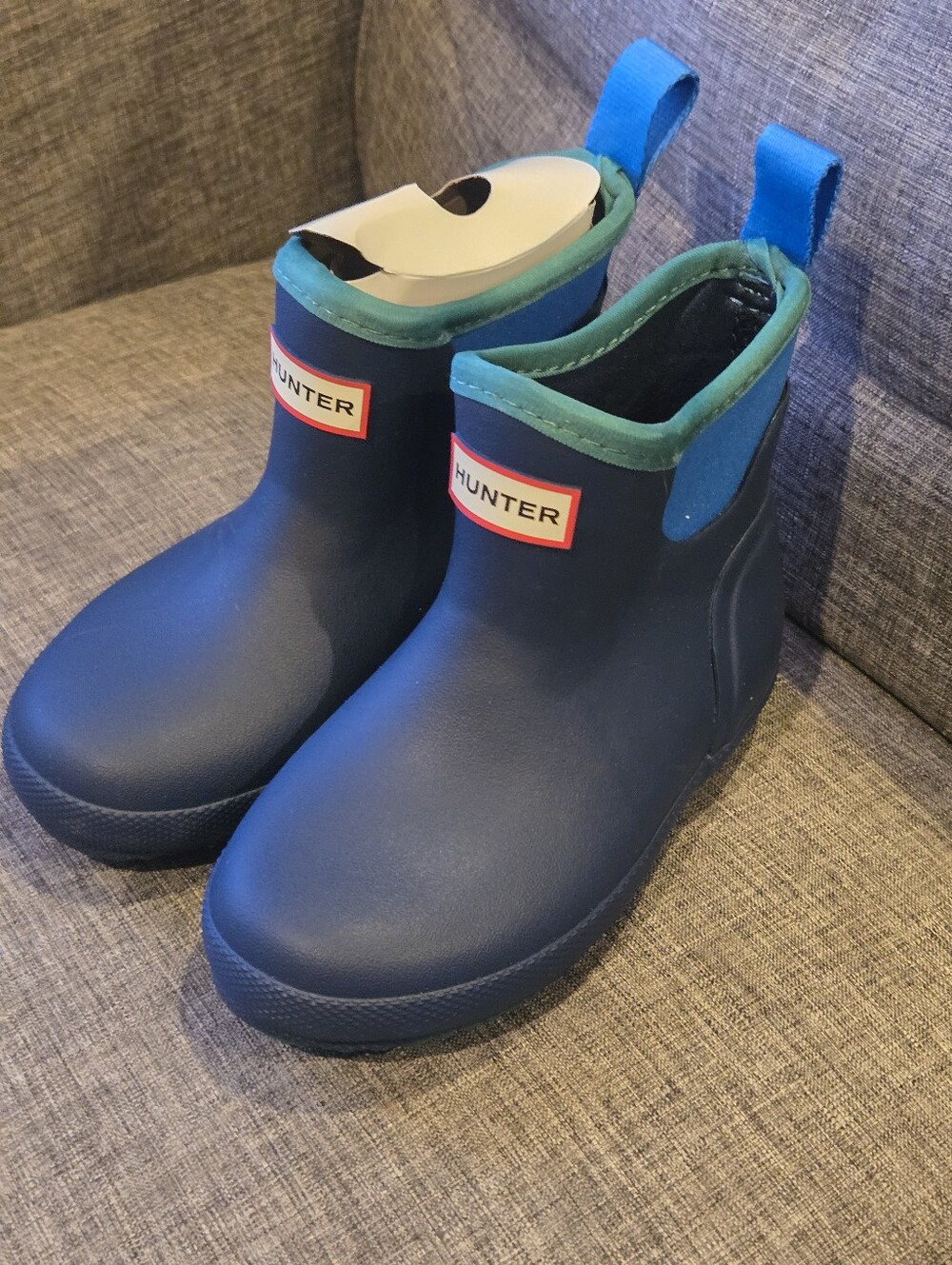 Hunter Kids Finley BLUE GREEN size 10 Waterproof Kids Rain Boots  NEW NO BOX